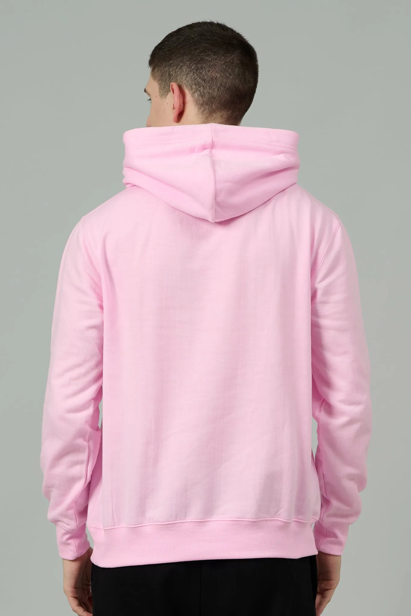 Go Devil with Flower Printed Pink Hoodie for Men