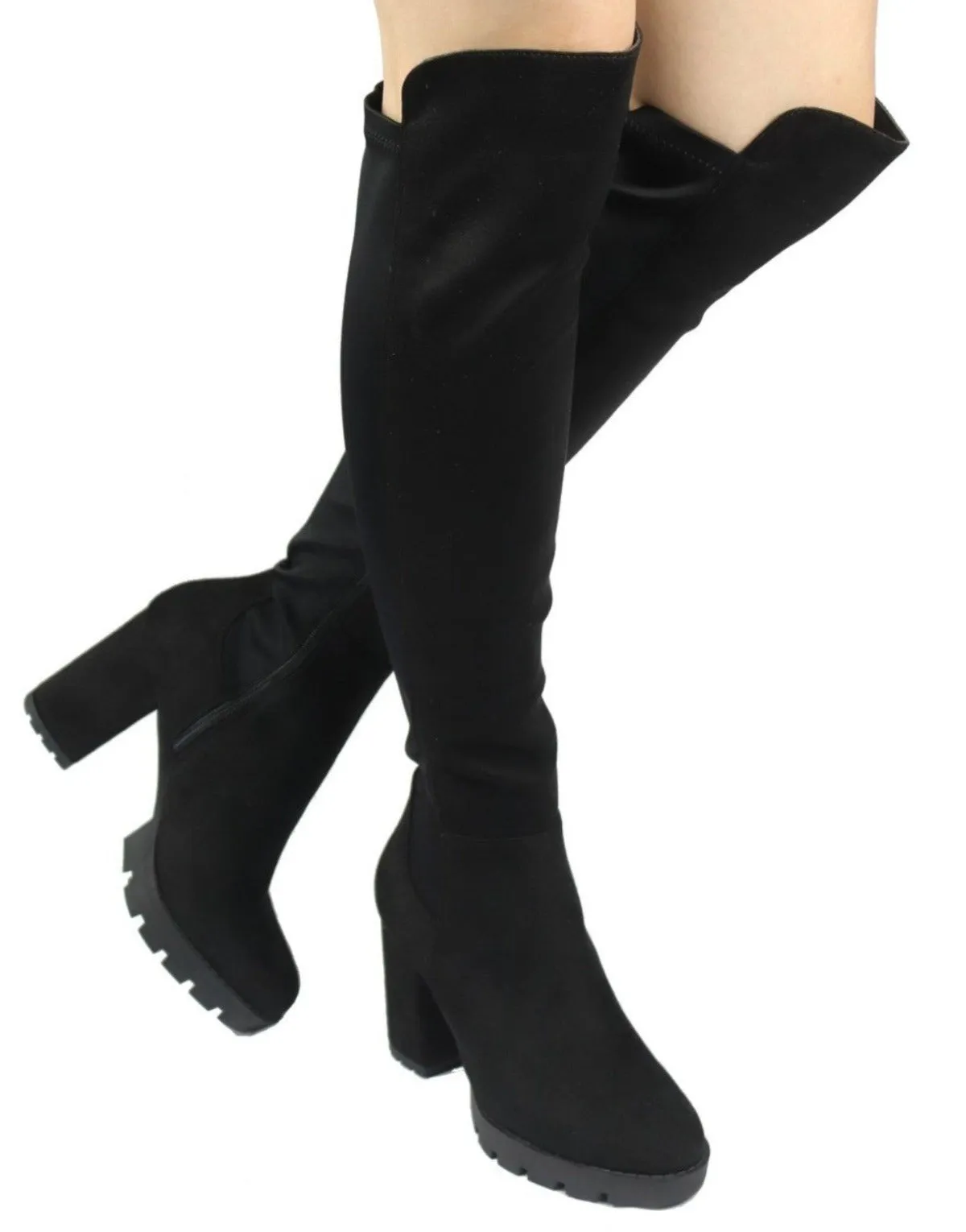 GOSSIP-10 PLATFORM CHUNKY HEEL OVER THE KNEE HIGH BOOTS