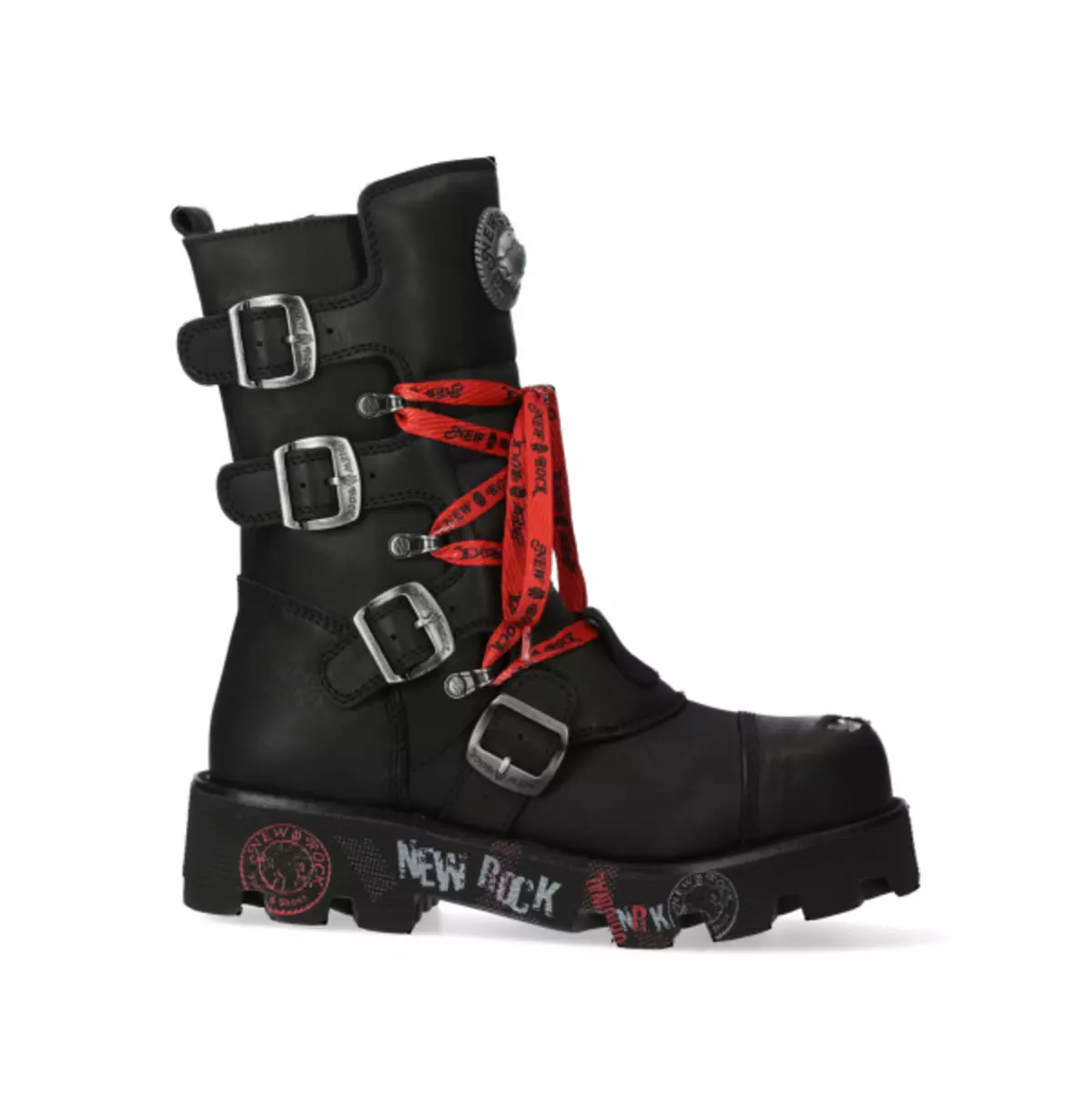 Gothic Black Ranger Boots | Red Lace-Up With Buckles Boots