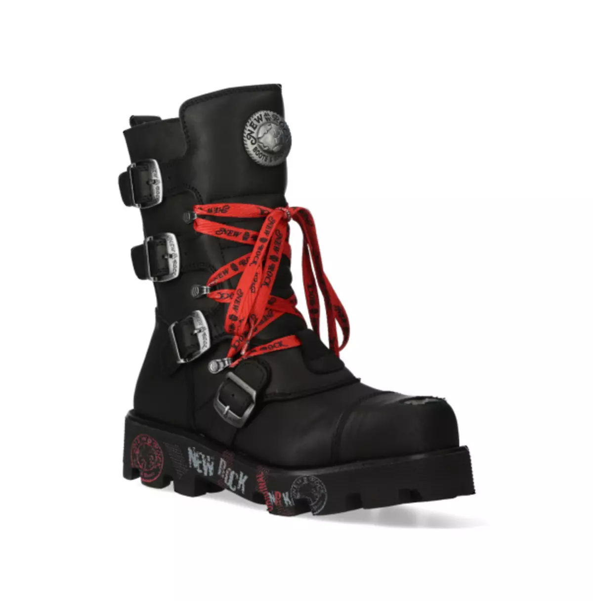 Gothic Black Ranger Boots | Red Lace-Up With Buckles Boots