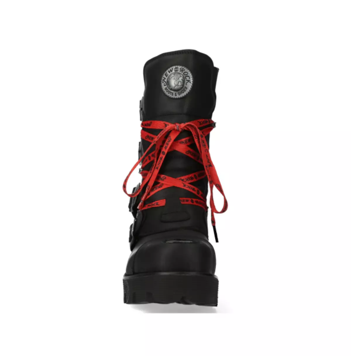 Gothic Black Ranger Boots | Red Lace-Up With Buckles Boots