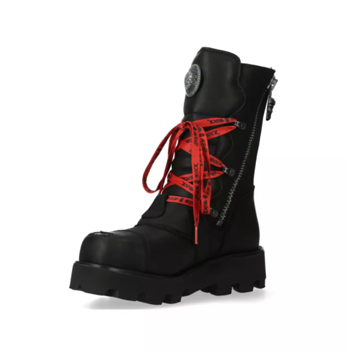 Gothic Black Ranger Boots | Red Lace-Up With Buckles Boots