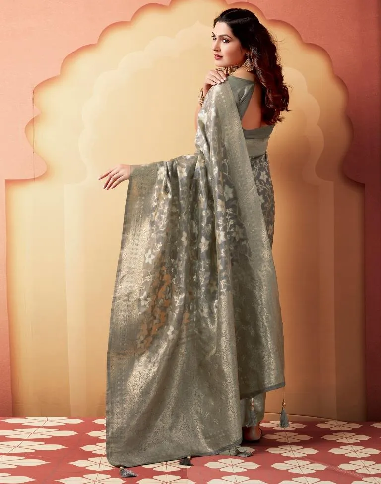 Grey Silk Woven Sarees