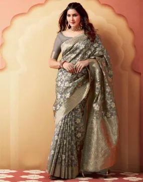 Grey Silk Woven Sarees