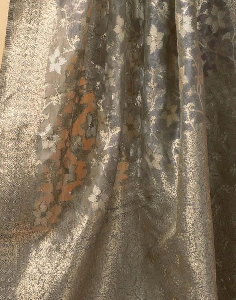 Grey Silk Woven Sarees