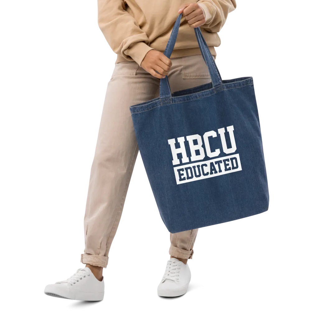 HBCU Educated Organic Denim Tote Bag