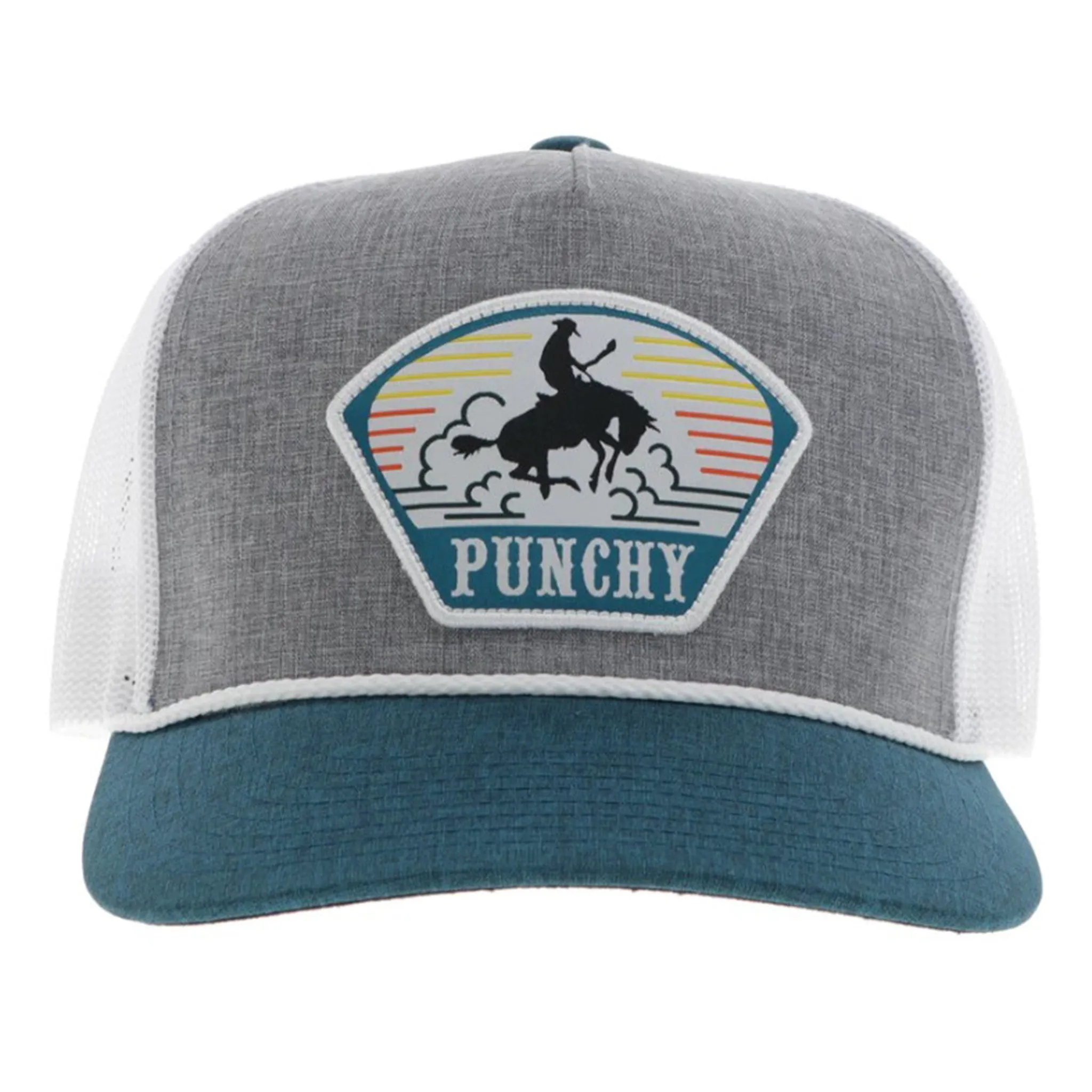 Hooey Punchy Grey, White, and Teal Hat