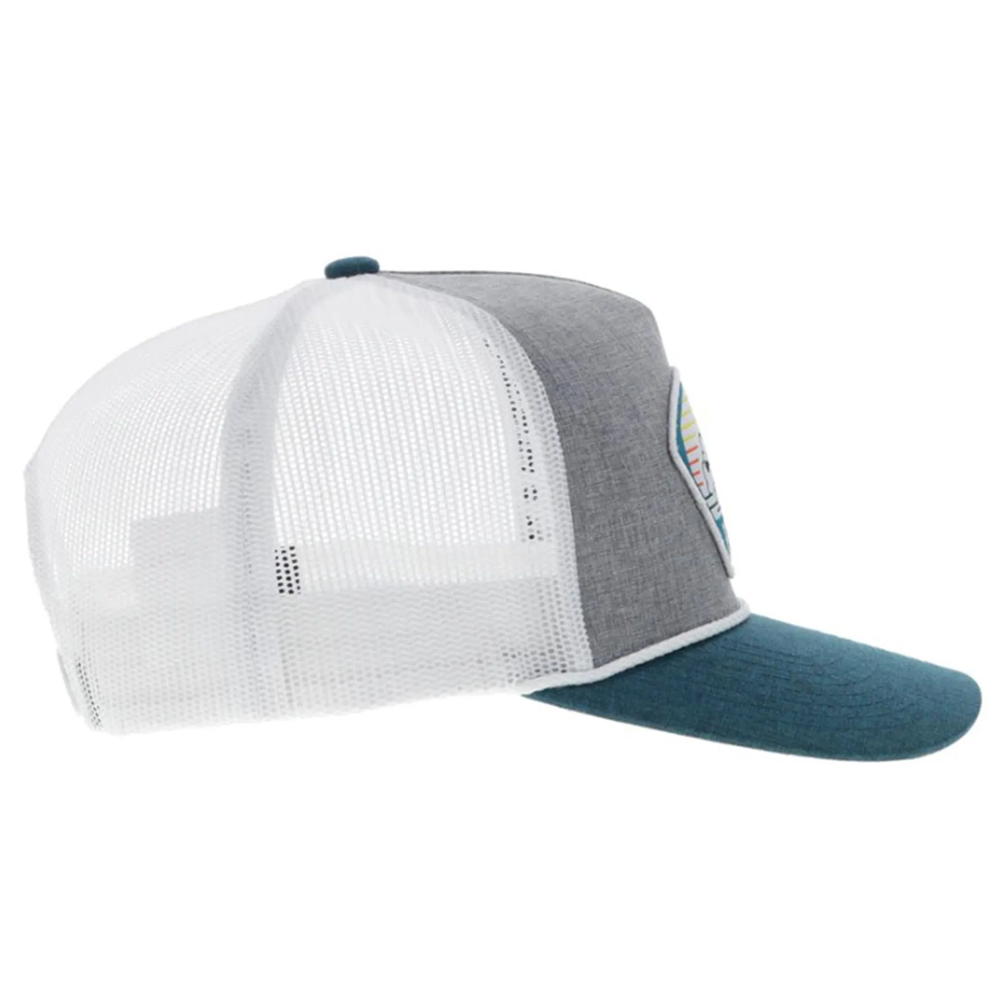 Hooey Punchy Grey, White, and Teal Hat