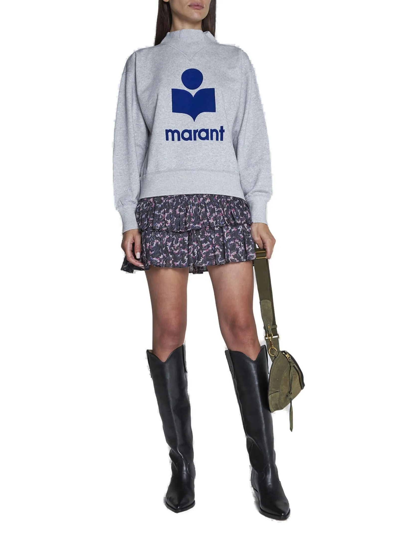 Isabel Marant toile Mock Neck Logo Printed Sweater