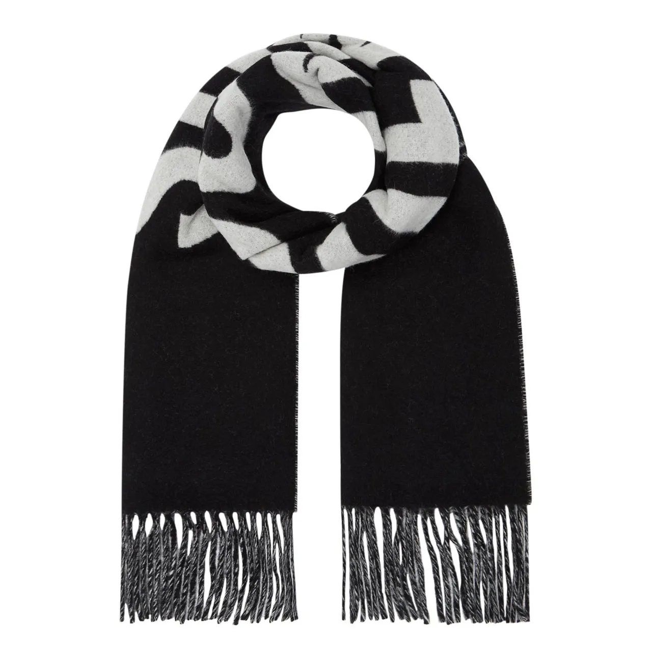 JACQUEMUS Lecharpe Fringe Logo Scarf - Black