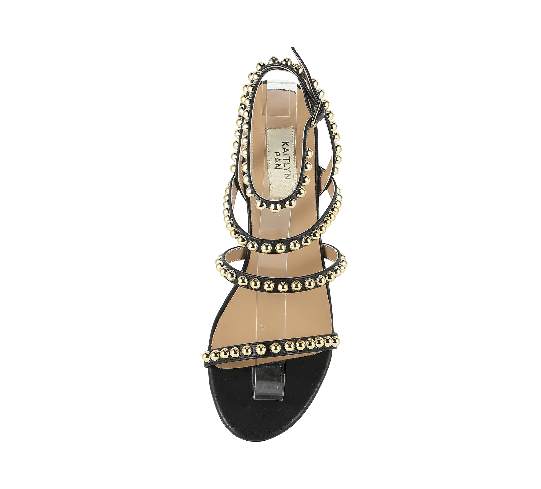 Kaisley Genuine Leather Studded Block Heel Caged Sandals