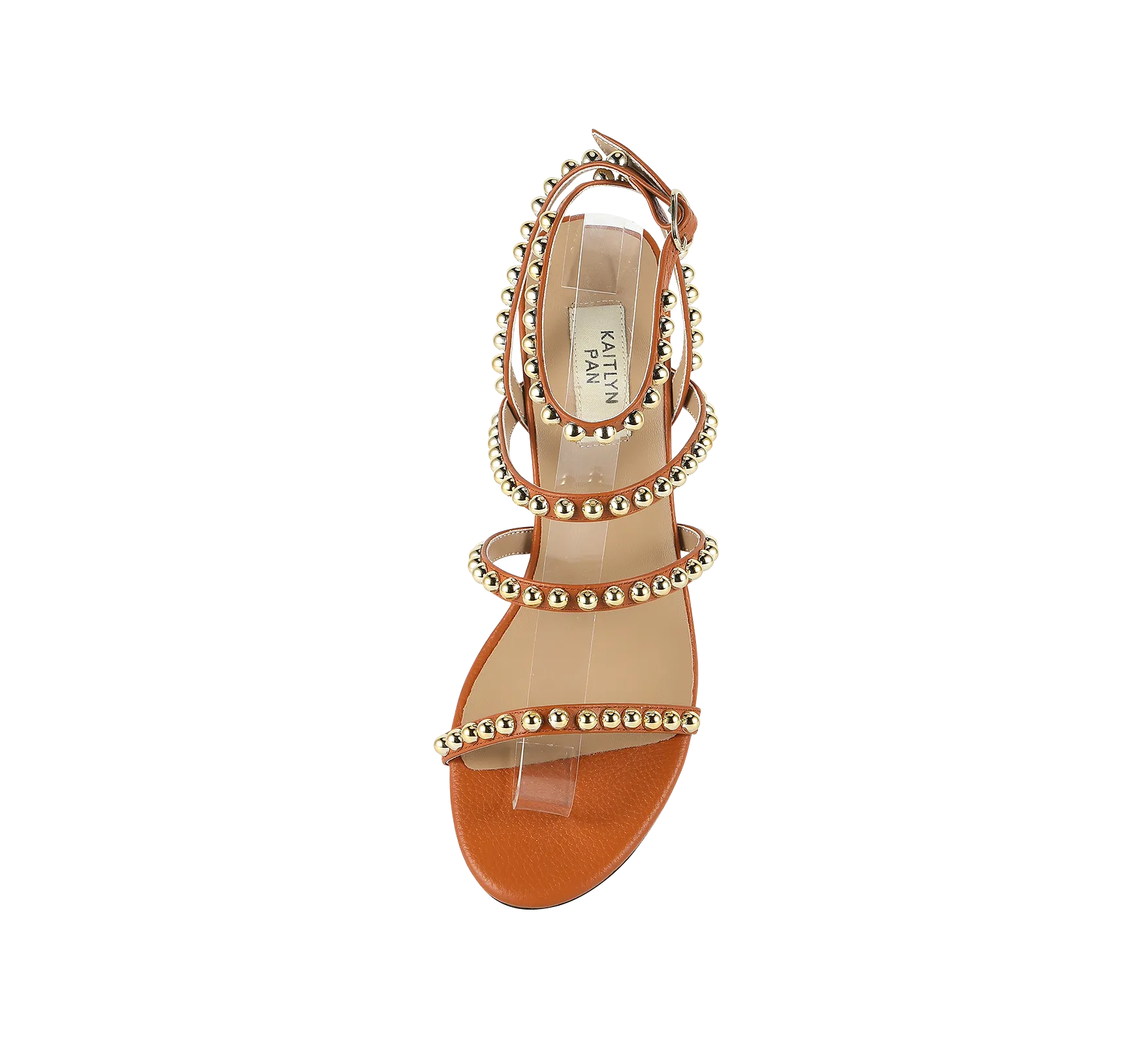 Kaisley Genuine Leather Studded Block Heel Caged Sandals