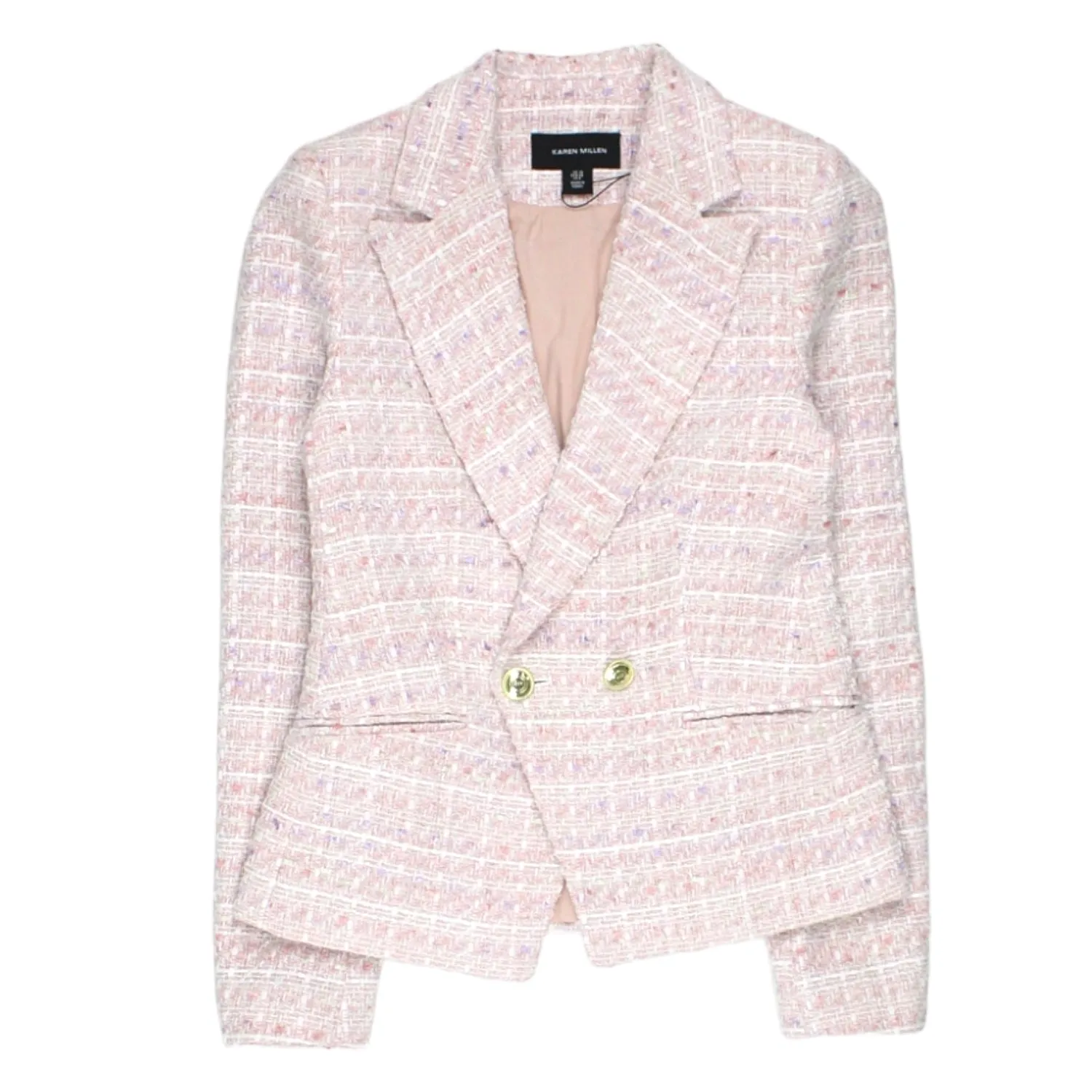 Karen Millen Blush Sparkle Tweed Blazer