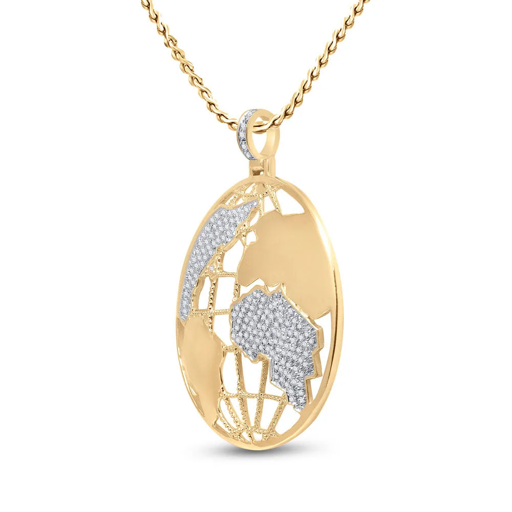 Keene Jewelers 10kt Yellow Gold Mens Round Diamond Globe World Charm Pendant 5/8 Cttw