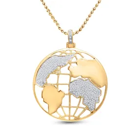 Keene Jewelers 10kt Yellow Gold Mens Round Diamond Globe World Charm Pendant 5/8 Cttw