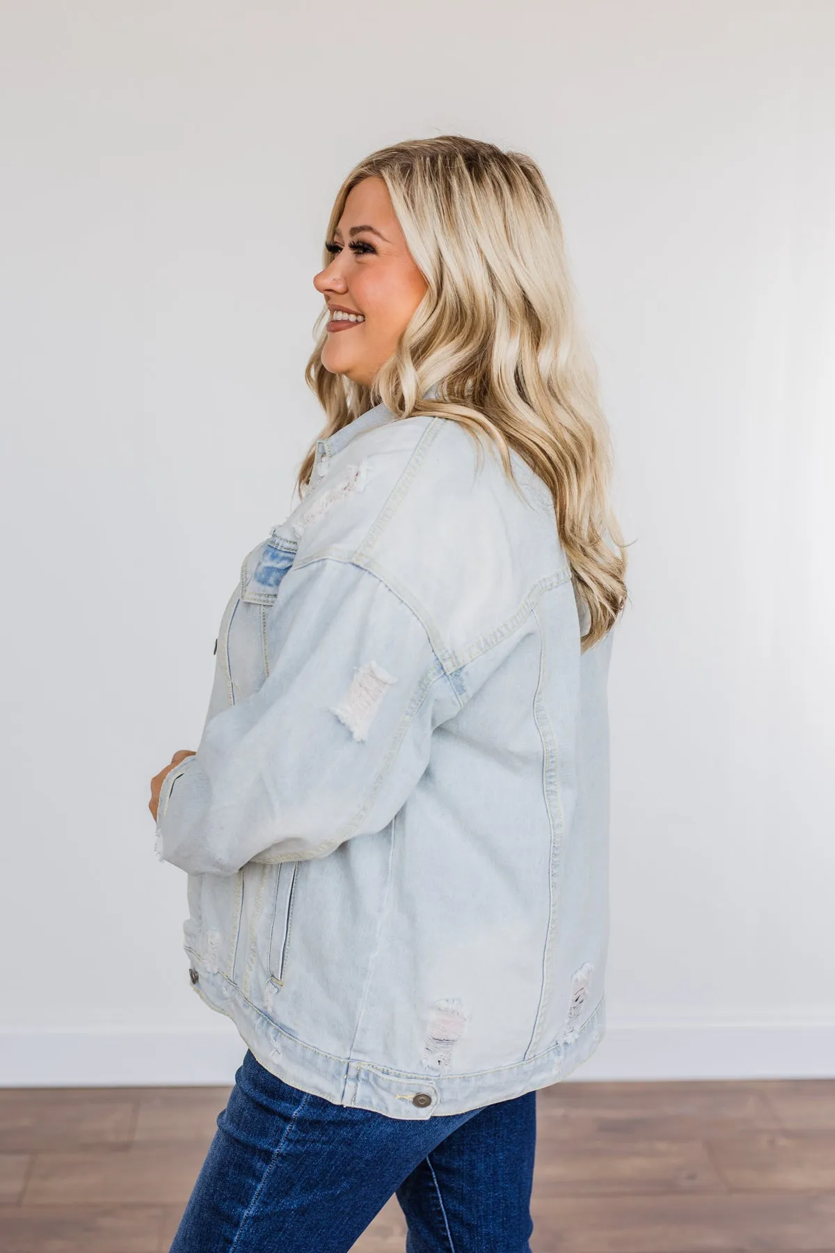 Keep Them Talking Denim Jacket- Light Wash