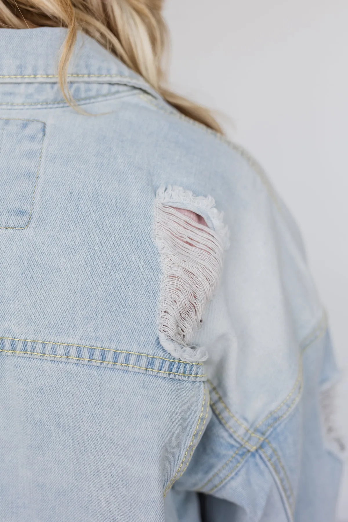 Keep Them Talking Denim Jacket- Light Wash