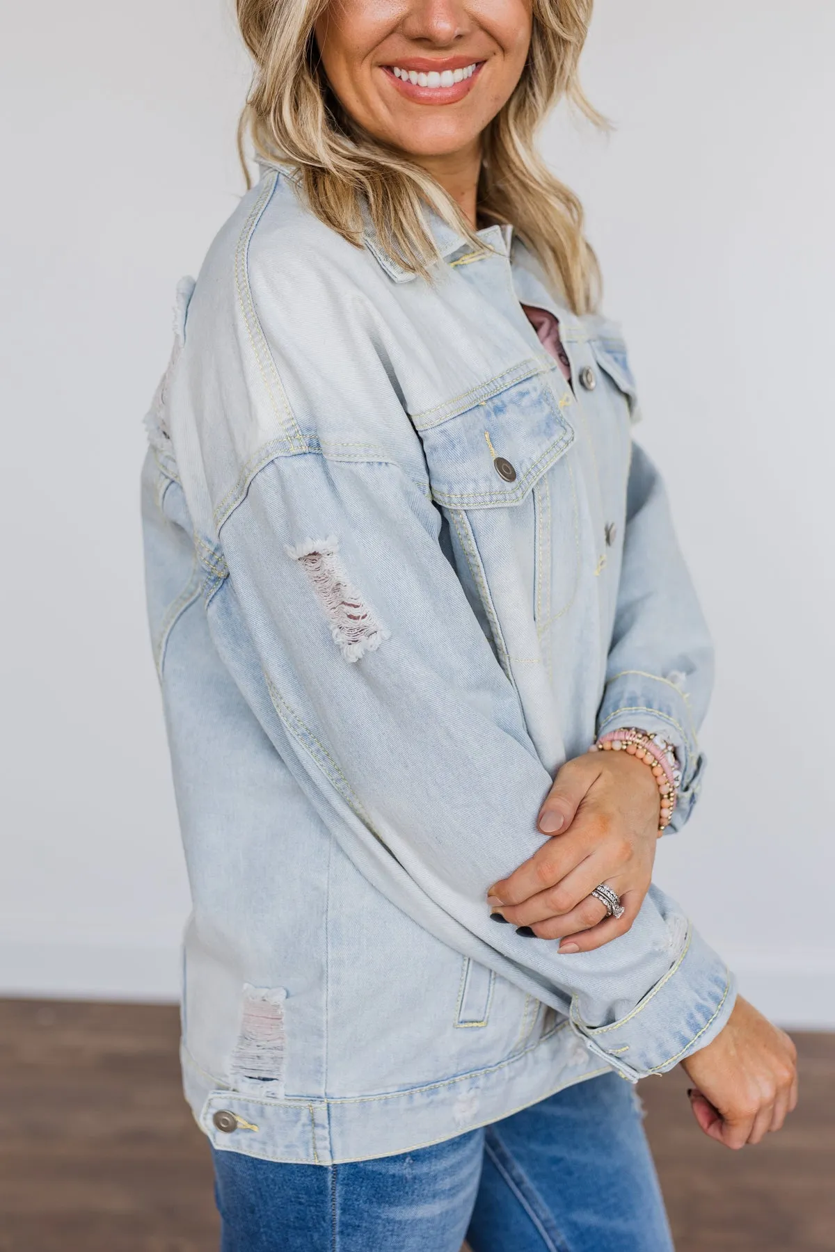 Keep Them Talking Denim Jacket- Light Wash