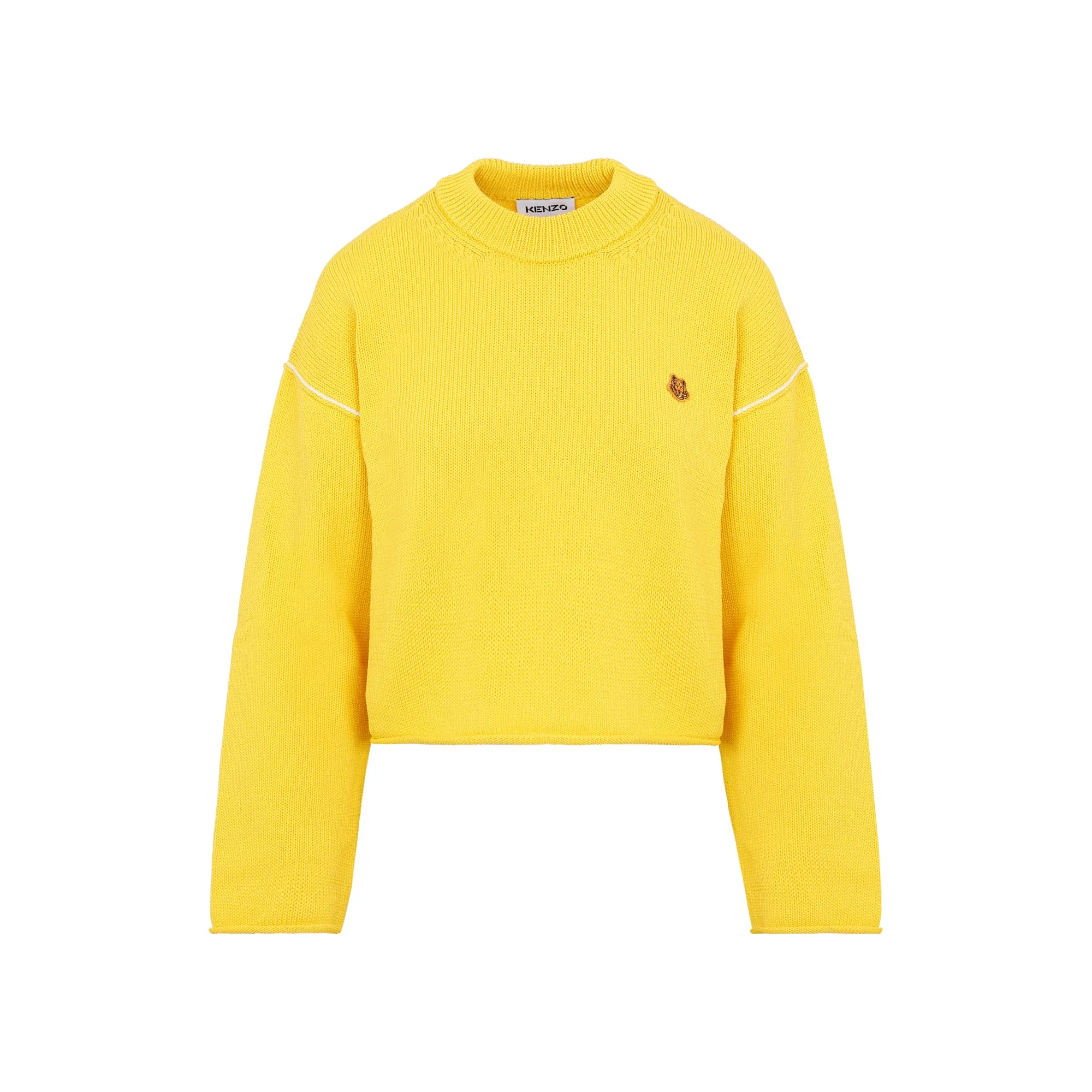 Kenzo Logo Patch Round Neck Ribbed Knit Sweater