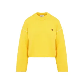 Kenzo Logo Patch Round Neck Ribbed Knit Sweater