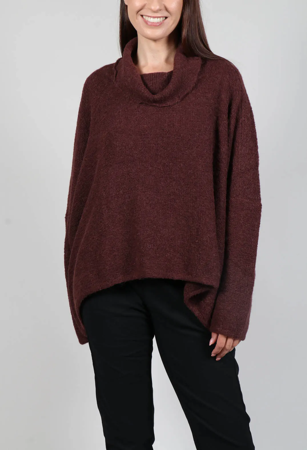 Knitted Roll Neck Jumper in Rust