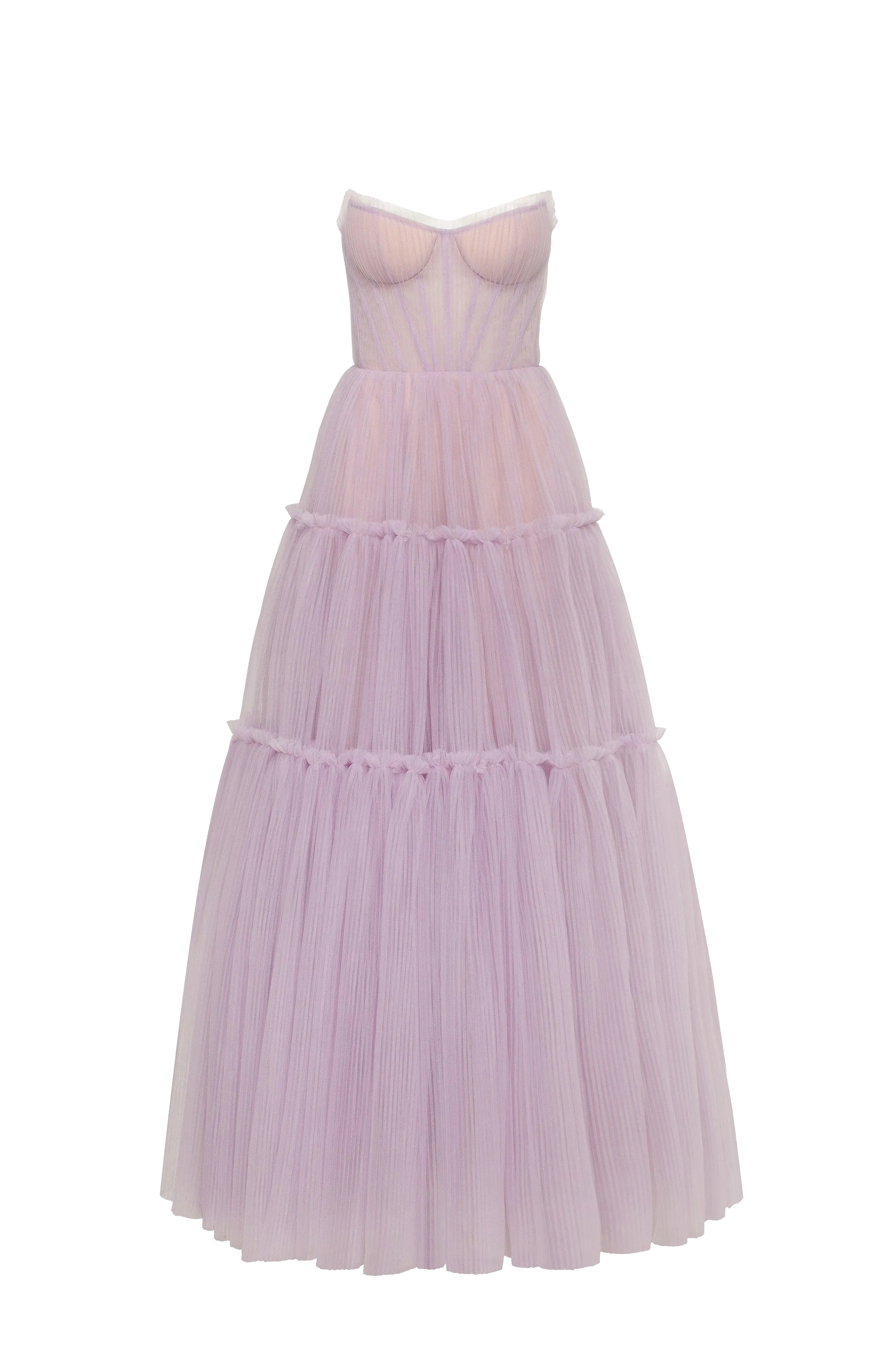 Lavender tulle maxi dress with ruffled skirt, Garden of Eden