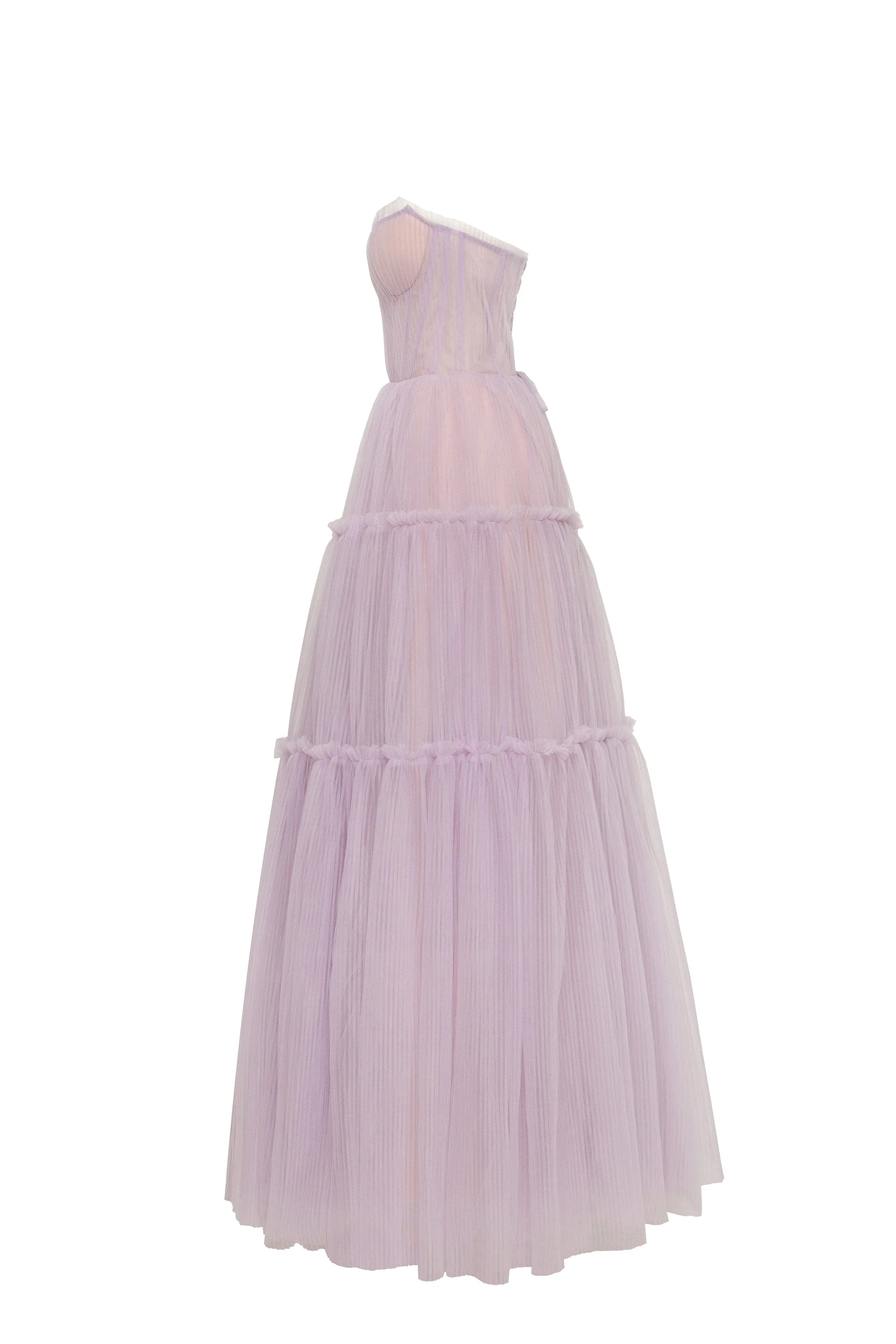 Lavender tulle maxi dress with ruffled skirt, Garden of Eden