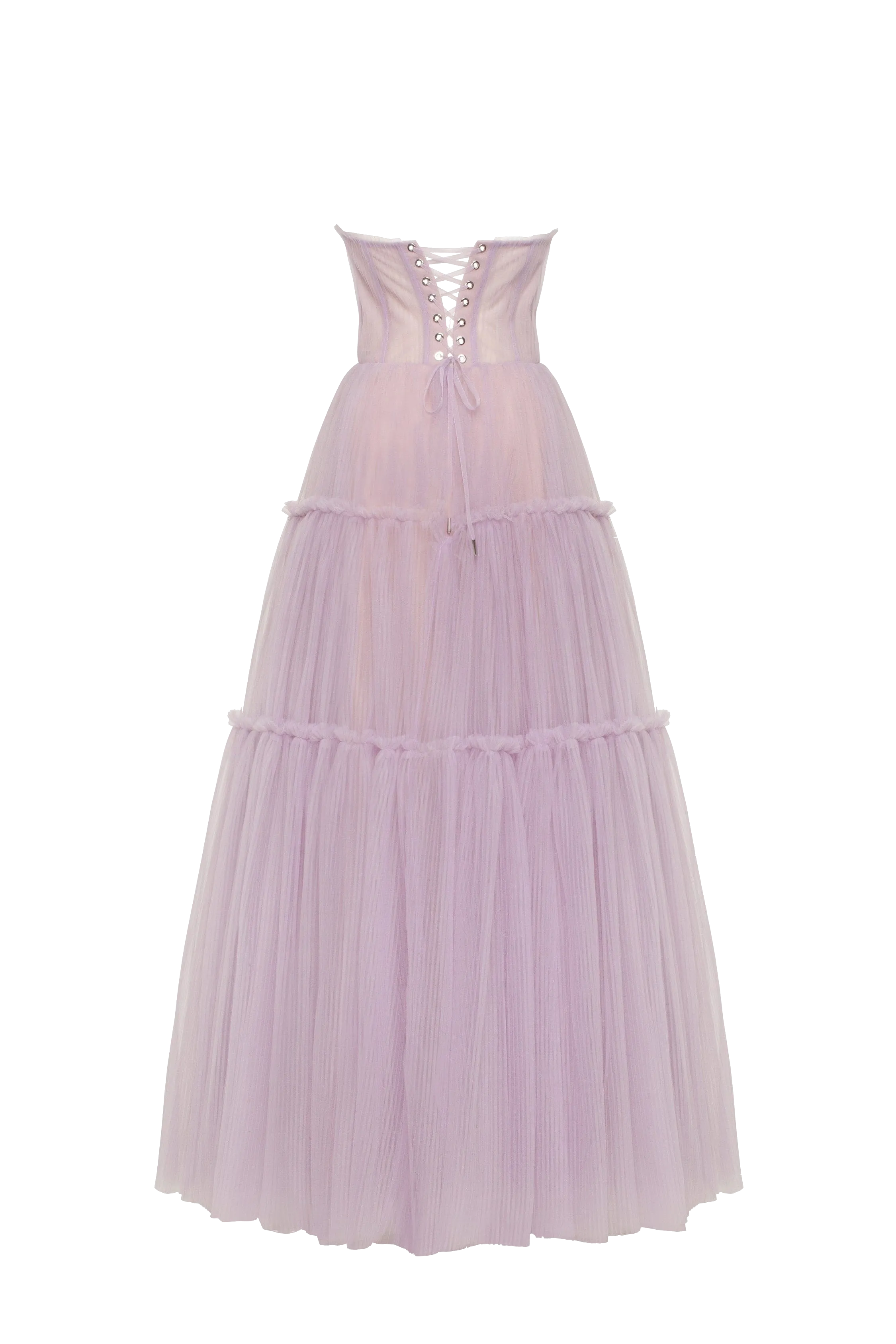 Lavender tulle maxi dress with ruffled skirt, Garden of Eden