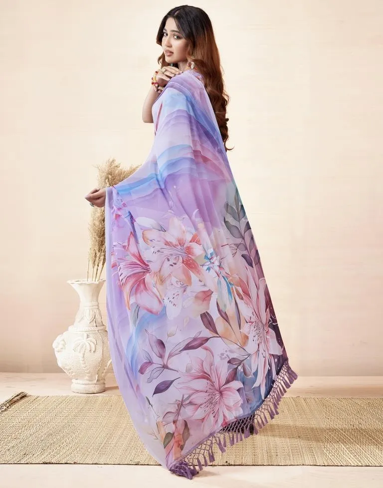 Light Pink Georgette Printed Sarees