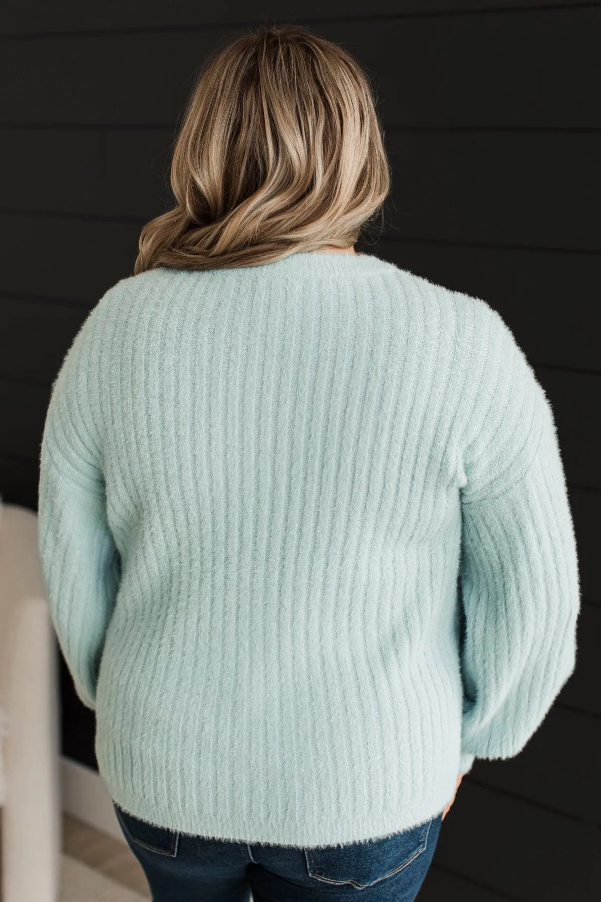 Like No Other Fuzzy Knit Sweater- Light Blue