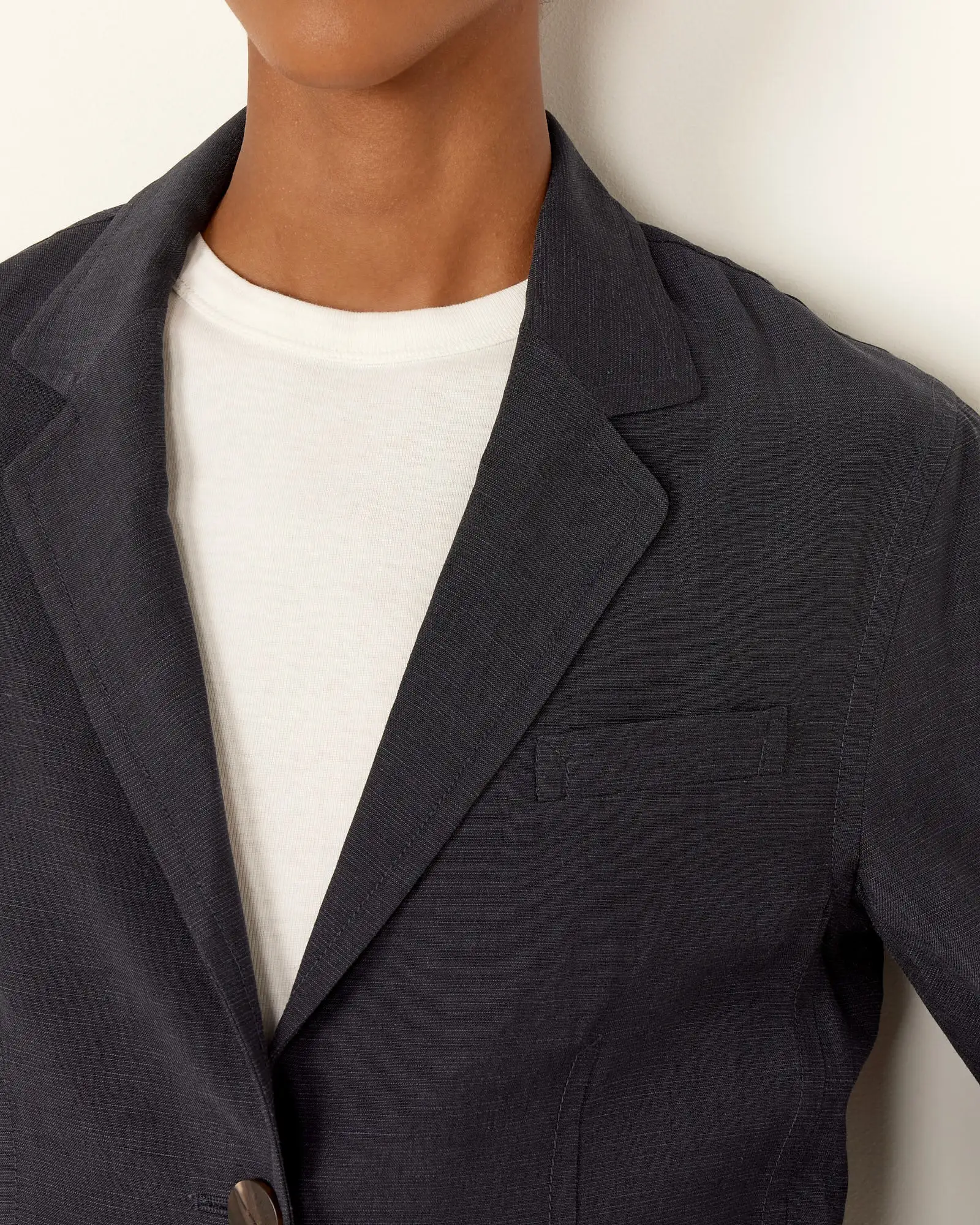 Linen Blend Jacket in Navy