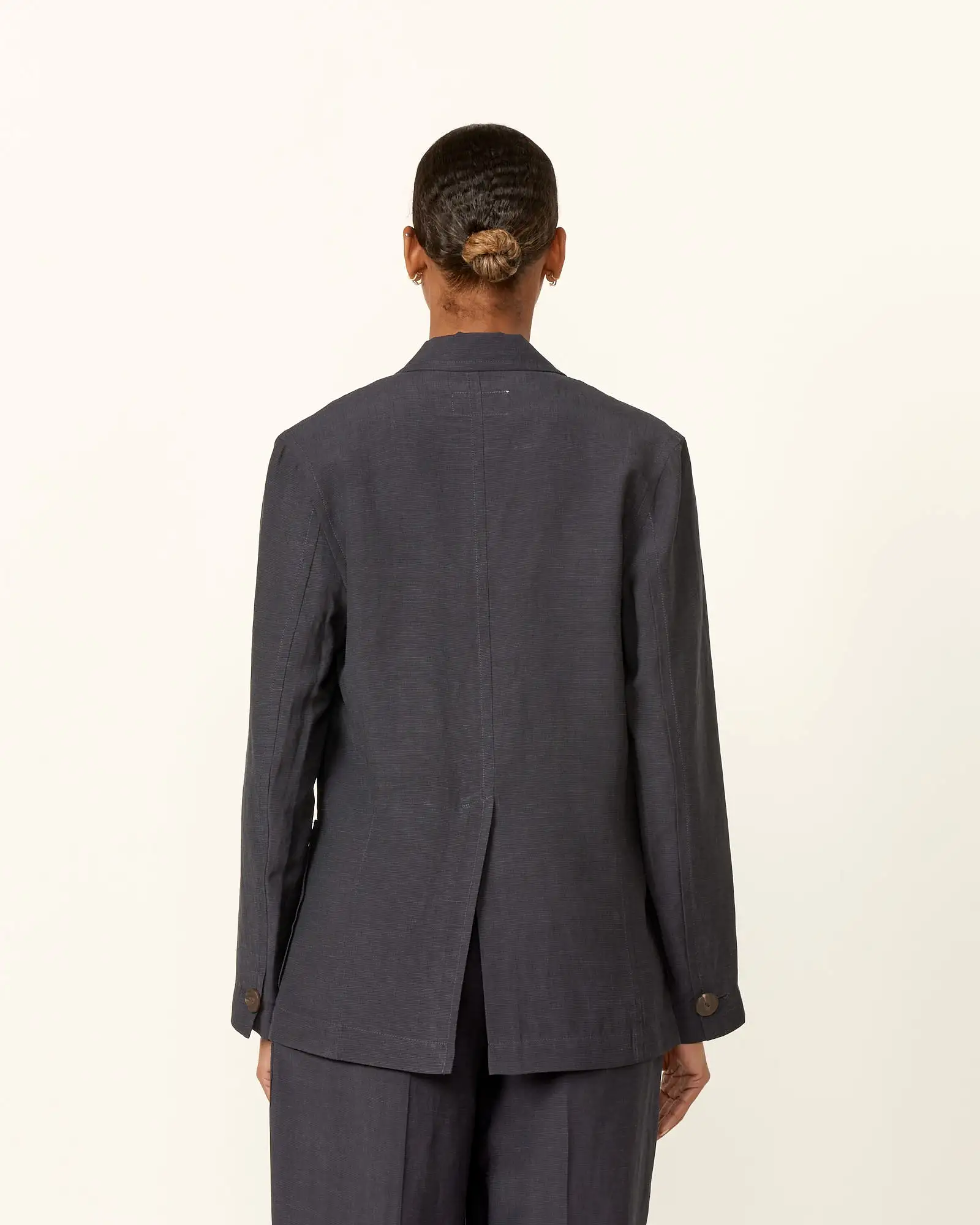 Linen Blend Jacket in Navy