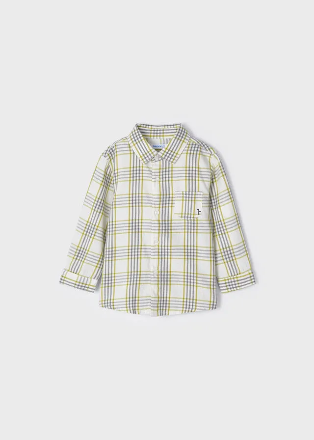 L/s checked shirt for baby boy - Avocado