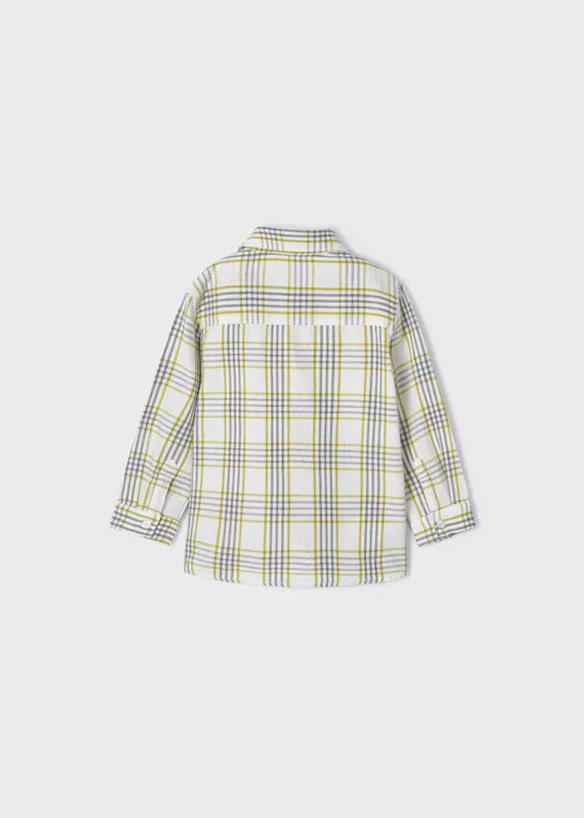 L/s checked shirt for baby boy - Avocado