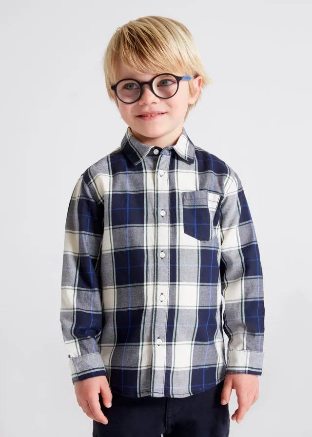 L/s checked shirt for boy - Navy