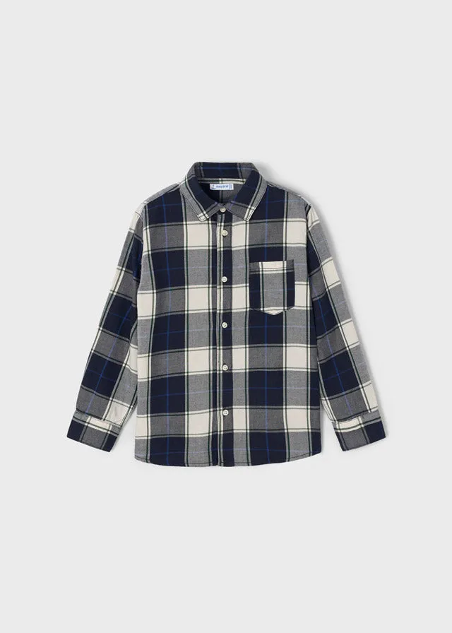 L/s checked shirt for boy - Navy