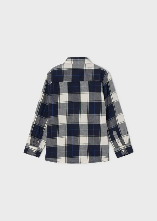 L/s checked shirt for boy - Navy