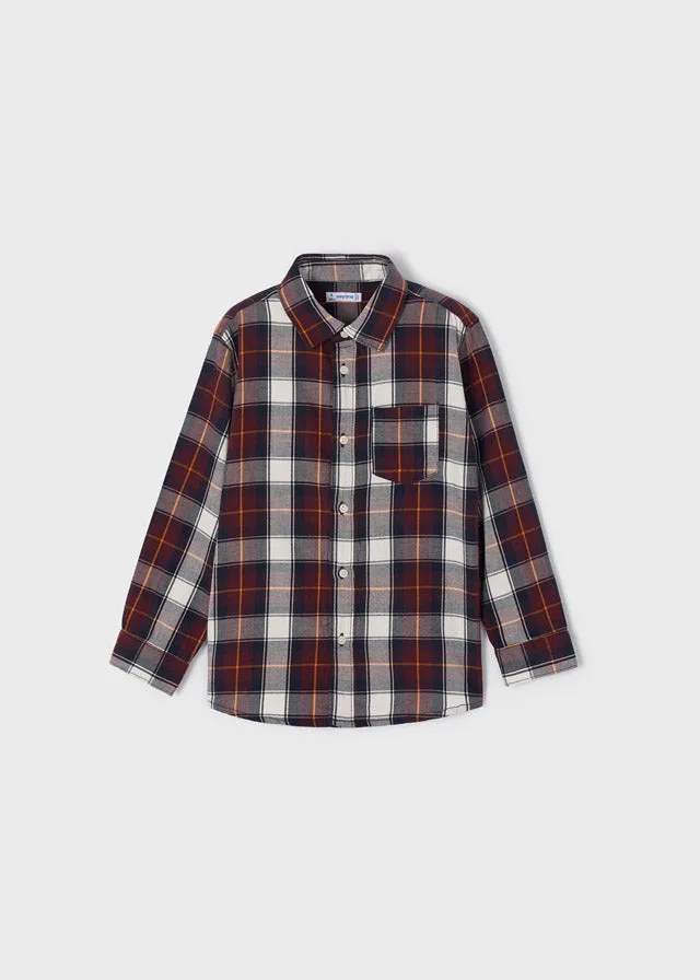 L/s checked shirt for boy - Plum