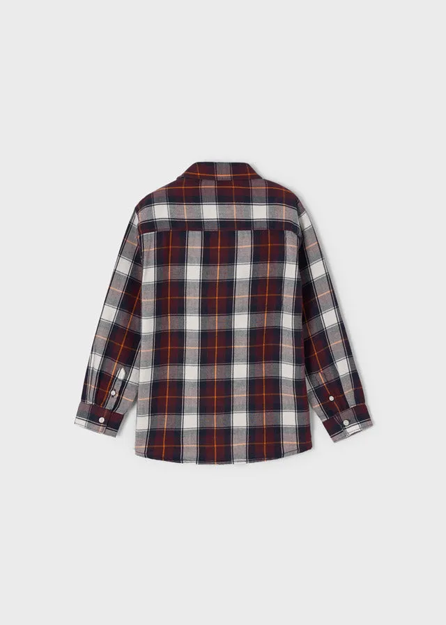 L/s checked shirt for boy - Plum