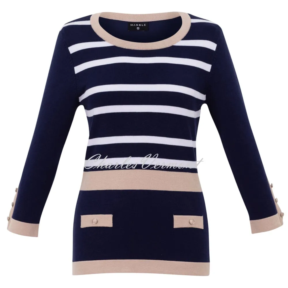 Marble Sweater - Style 6501-196 (Navy / White / Champagne)