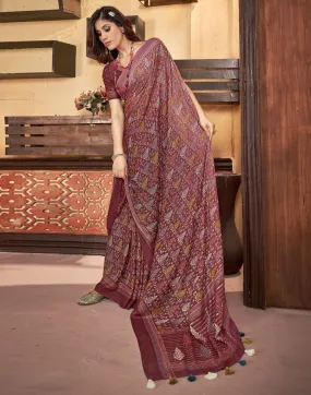 Maroon Georgette Printed Sarees