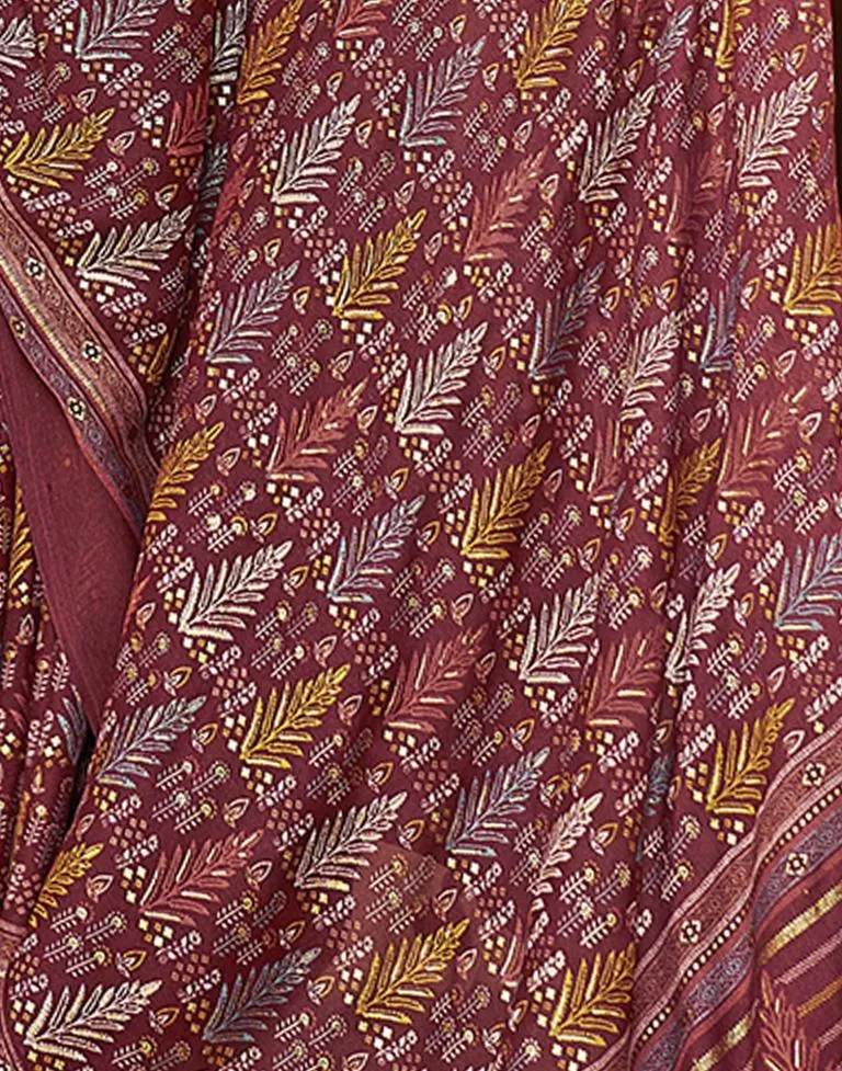 Maroon Georgette Printed Sarees