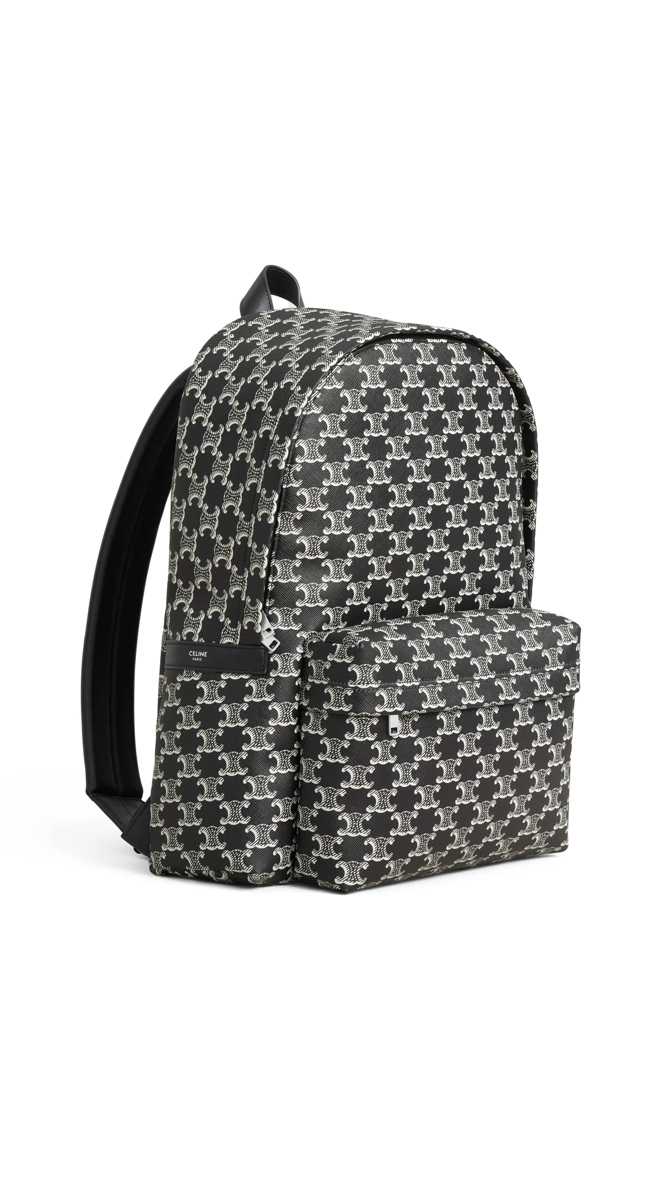 Medium Backpack in Triomphe Canvas Two-Tone and Calfskin - Black White