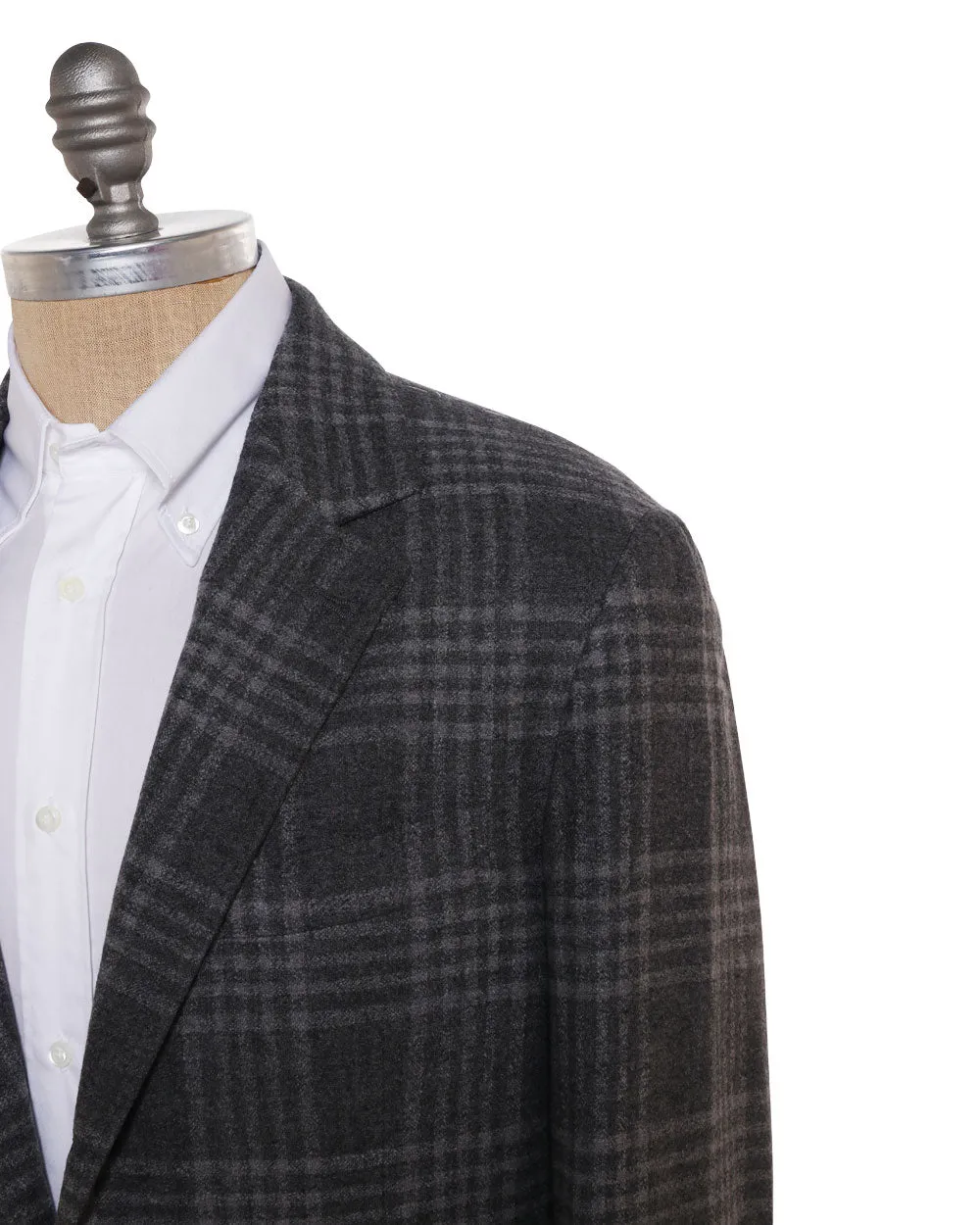 Medium Grey Wool Blend Tartan Plaid Sportcoat