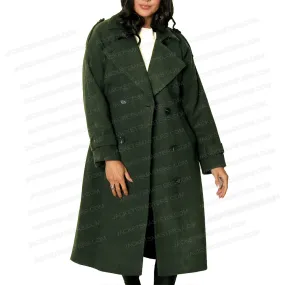 Men Jessie Buckley Green Wool Coat