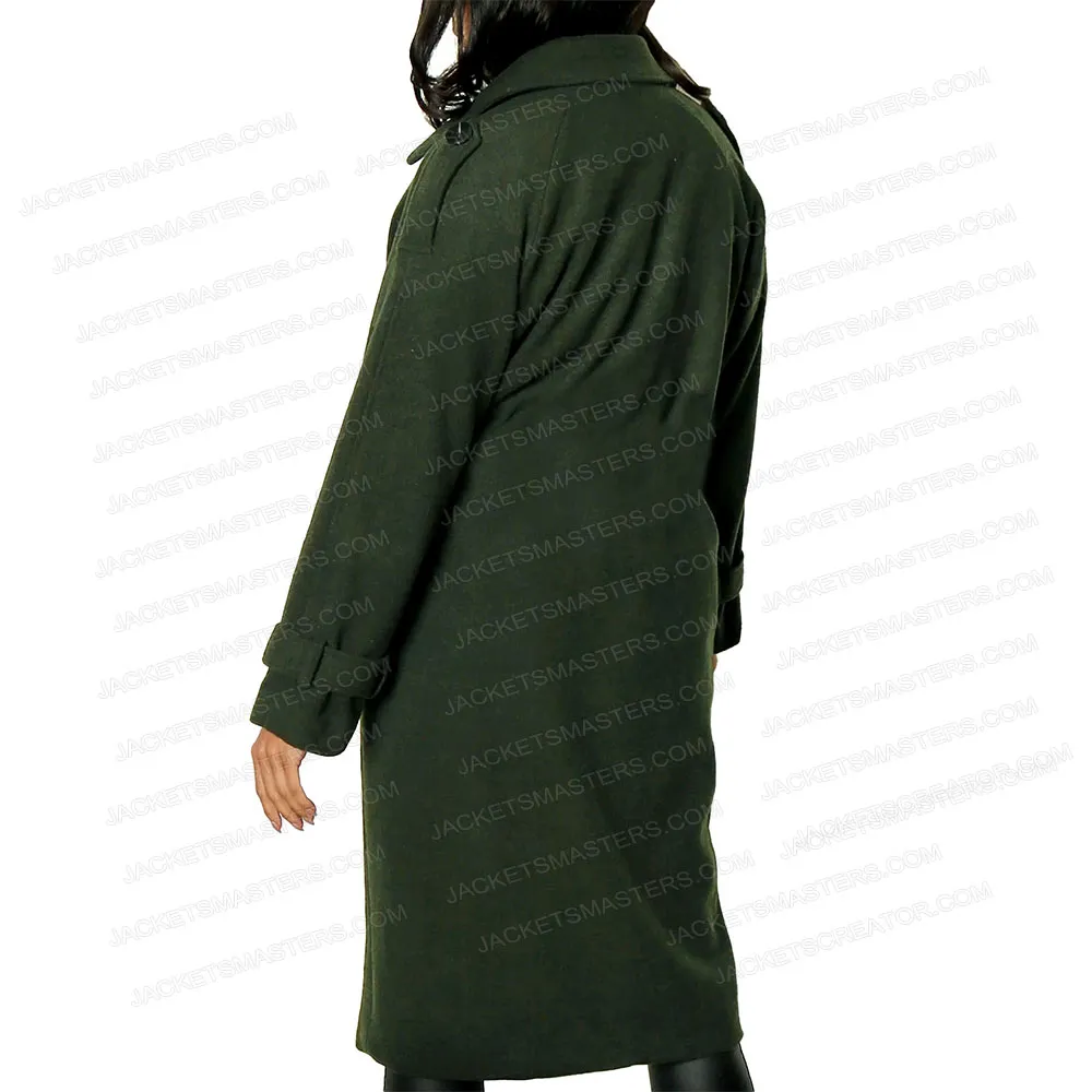 Men Jessie Buckley Green Wool Coat