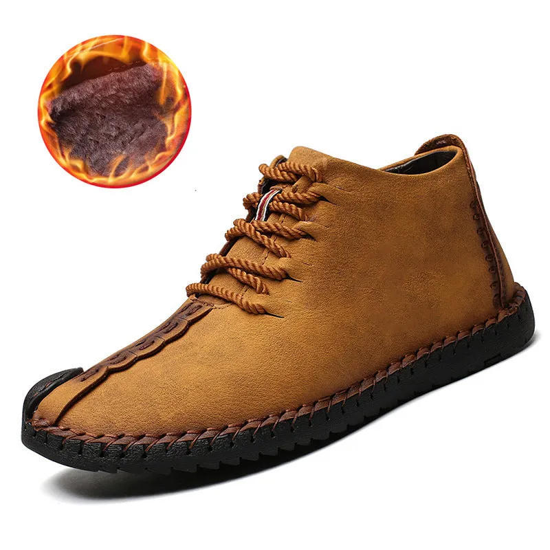 Men's Comfortable Leather Hand Stitching Ankle Boots