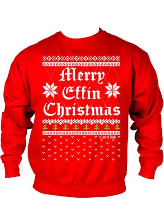 Men's Merry Effin Chistmas Ugly Sweater Crew Neck