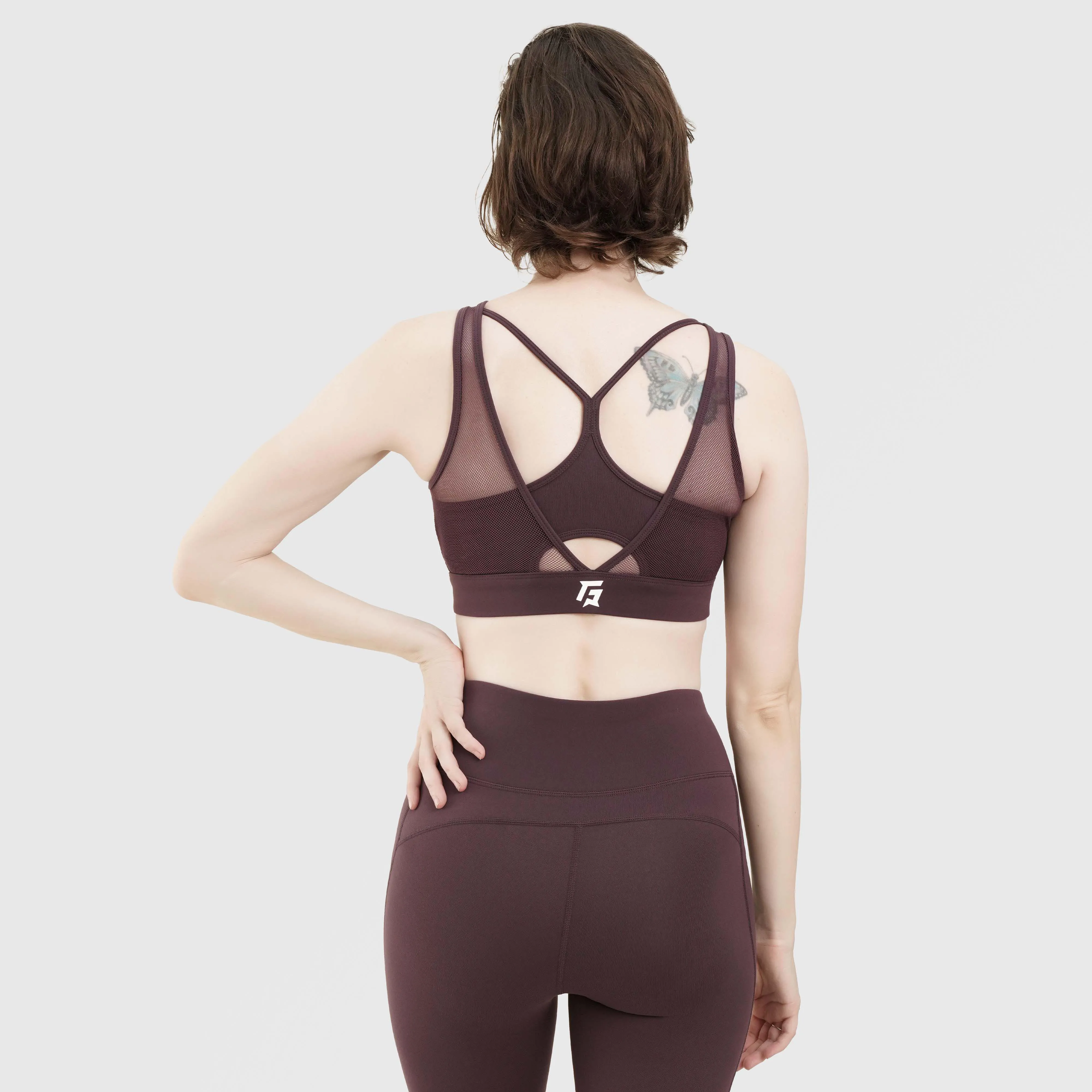 Mesh Sports Bra (Burgundy)