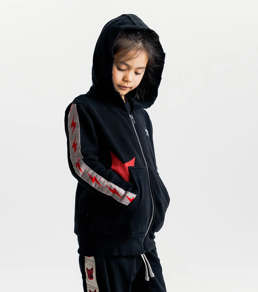 mini bolts zip hoodie